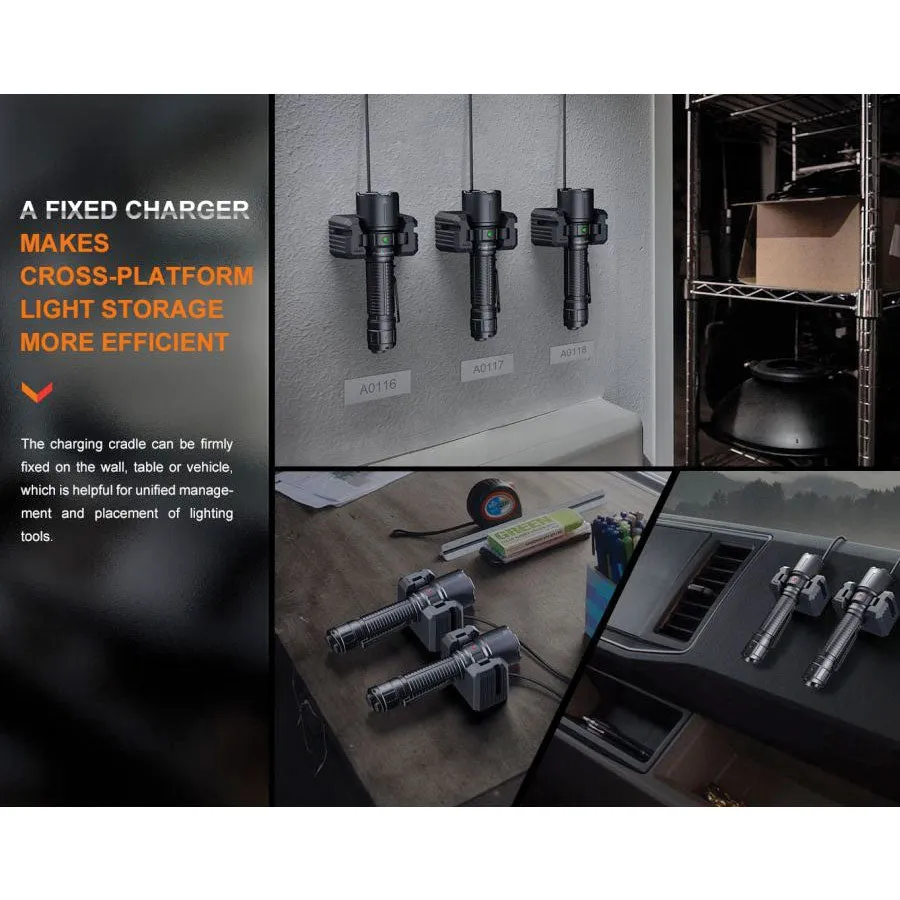 Fenix WF26R 3000 lumens 450m throw rechargeable torch with charging dock
