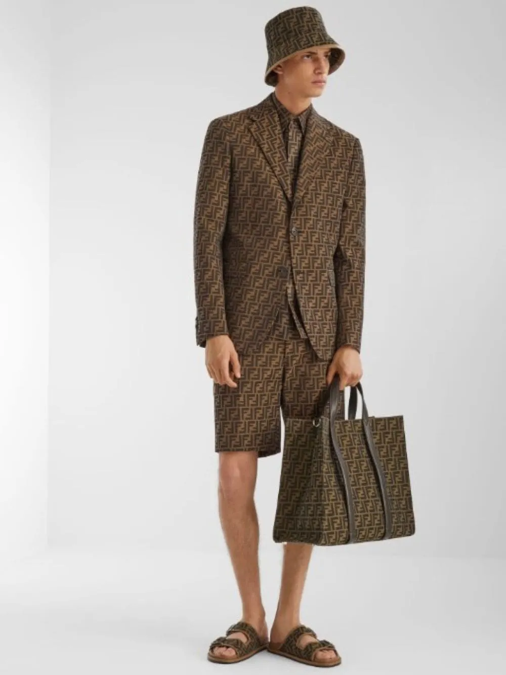 FF Jacquard Fabric Shopper Bag