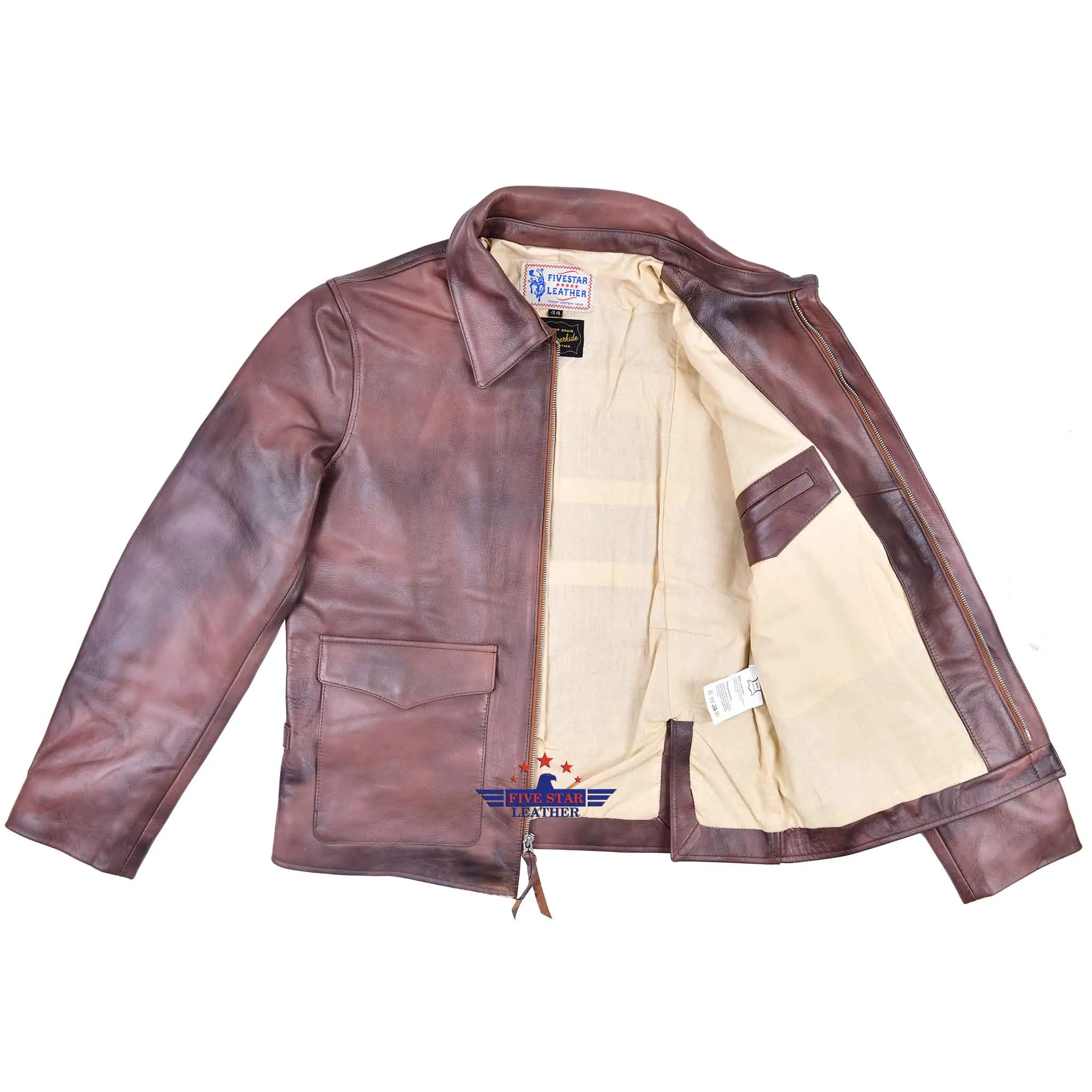 FiveStar Leather Crusader Distressed Brown Steerhide Jacket