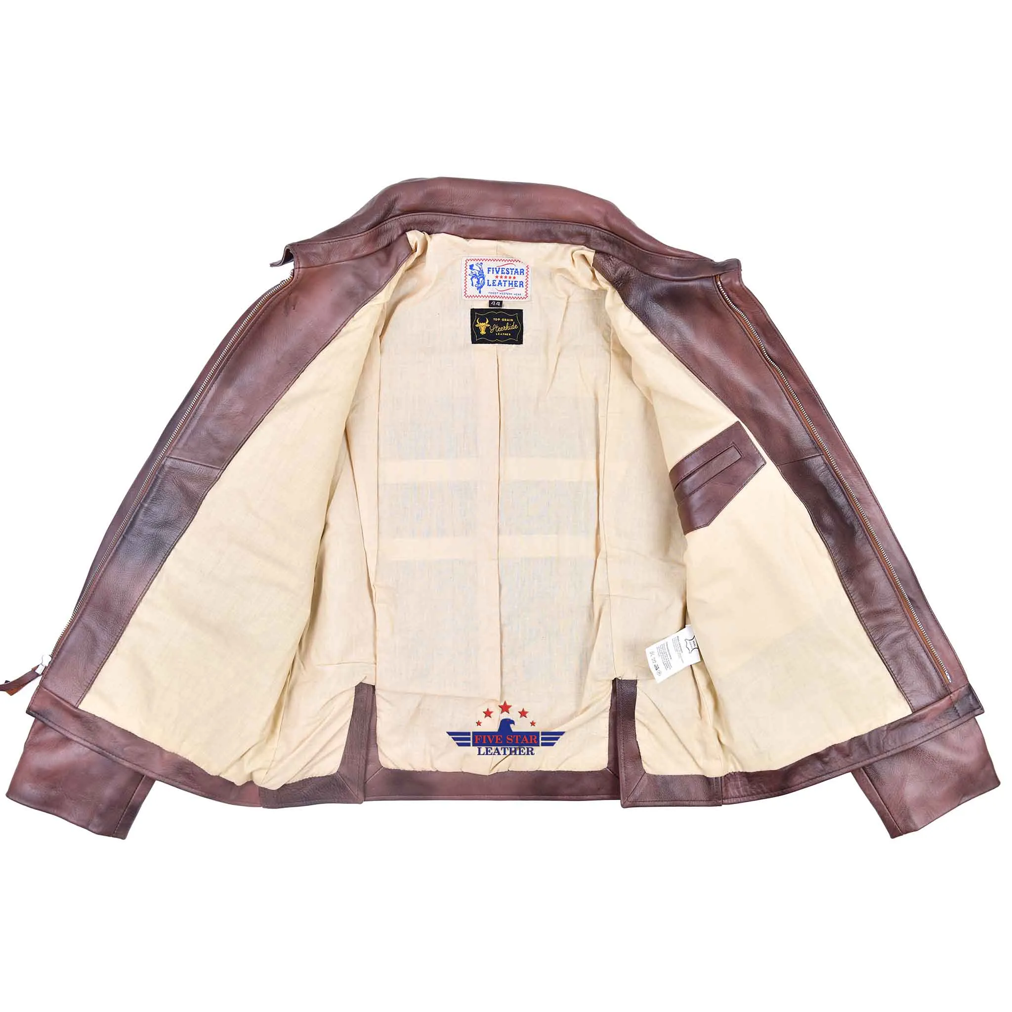FiveStar Leather Crusader Distressed Brown Steerhide Jacket