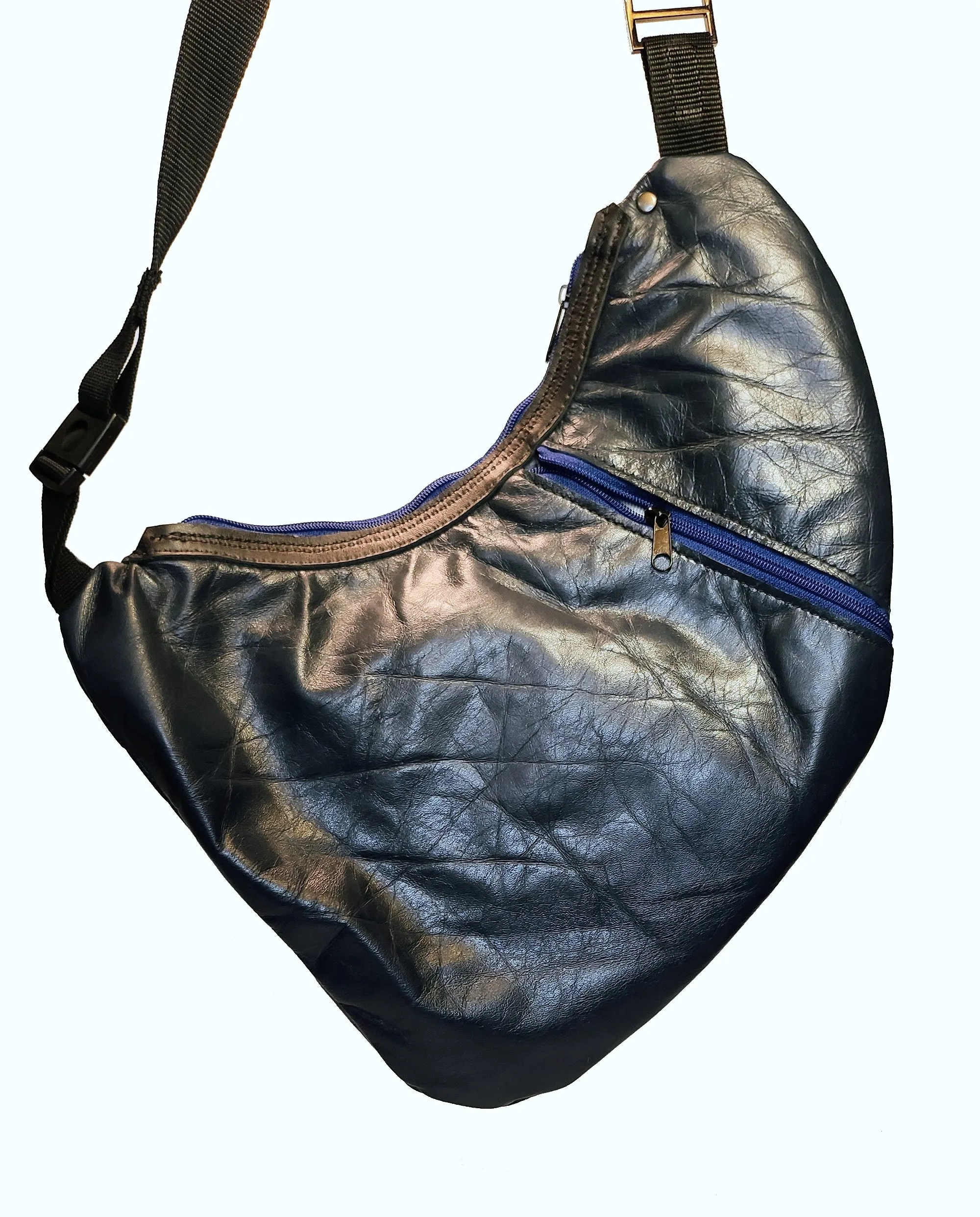 Front Bag in Blue Leather
