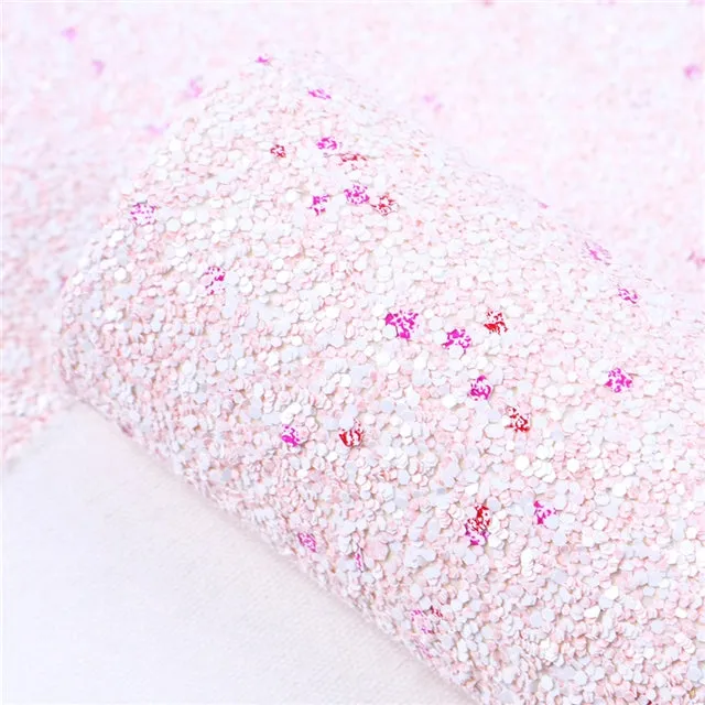 Frosted Powder Pink ~ Chunky Glitter Faux Leather Fabric Sheets ~ 20x34cm