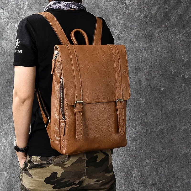 Full Grain Leather Men's Backpack, Distressed Leather Travel Backpack, Laptop Backpack