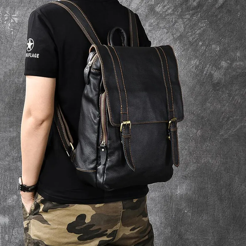 Full Grain Leather Men's Backpack, Distressed Leather Travel Backpack, Laptop Backpack