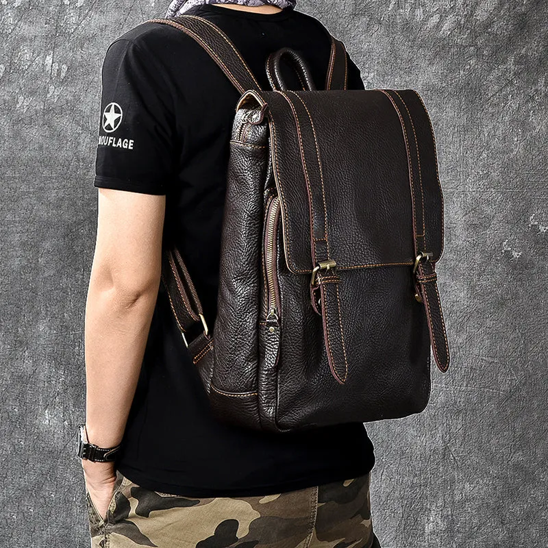 Full Grain Leather Men's Backpack, Distressed Leather Travel Backpack, Laptop Backpack