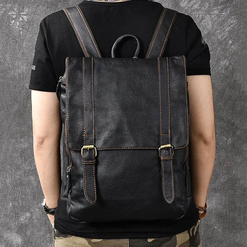 Full Grain Leather Men's Backpack, Distressed Leather Travel Backpack, Laptop Backpack