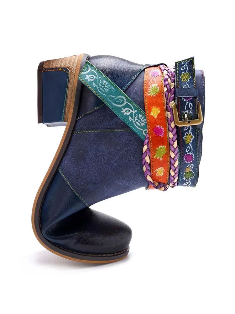 Genuine Leather Vintage Bohemian Ankle Boots