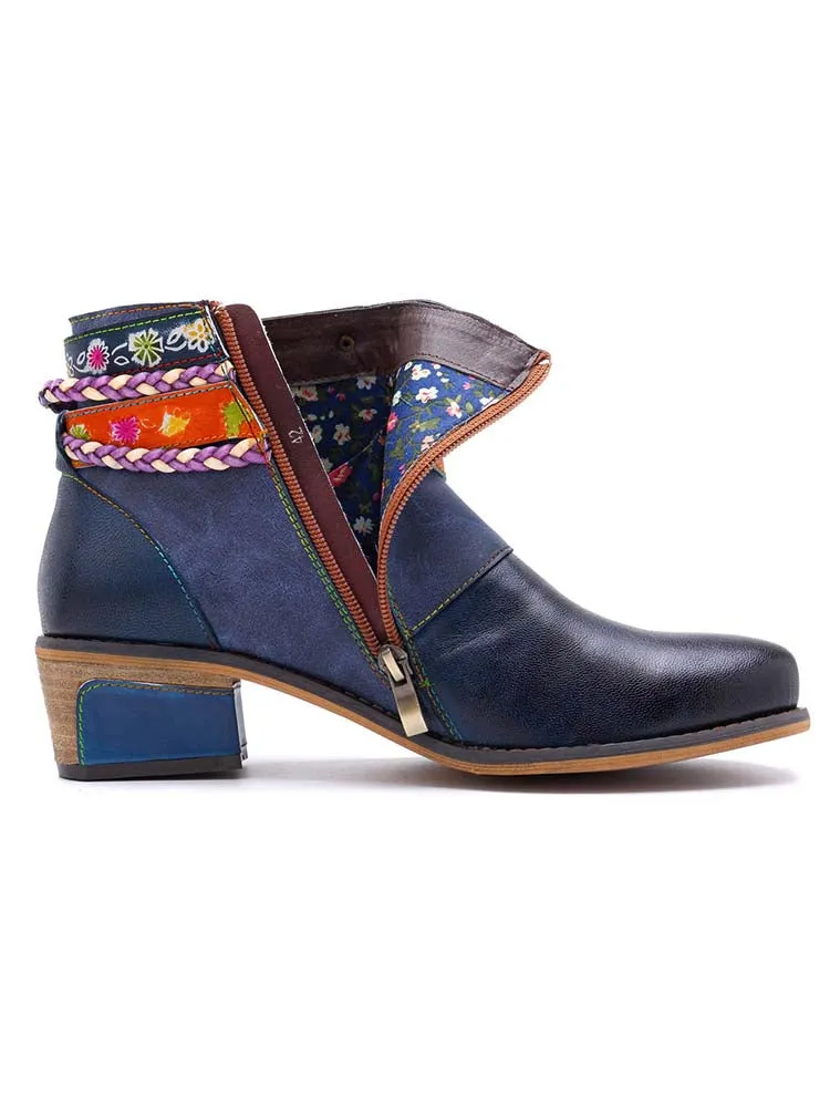 Genuine Leather Vintage Bohemian Ankle Boots
