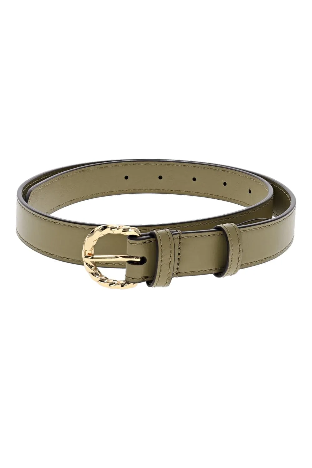 Gia Leather Twisted Buckle Belt