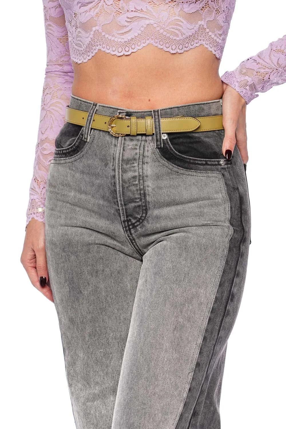 Gia Leather Twisted Buckle Belt