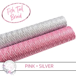 Glitter Fish Tail Braid • Pink or Silver • Textured Faux Leather