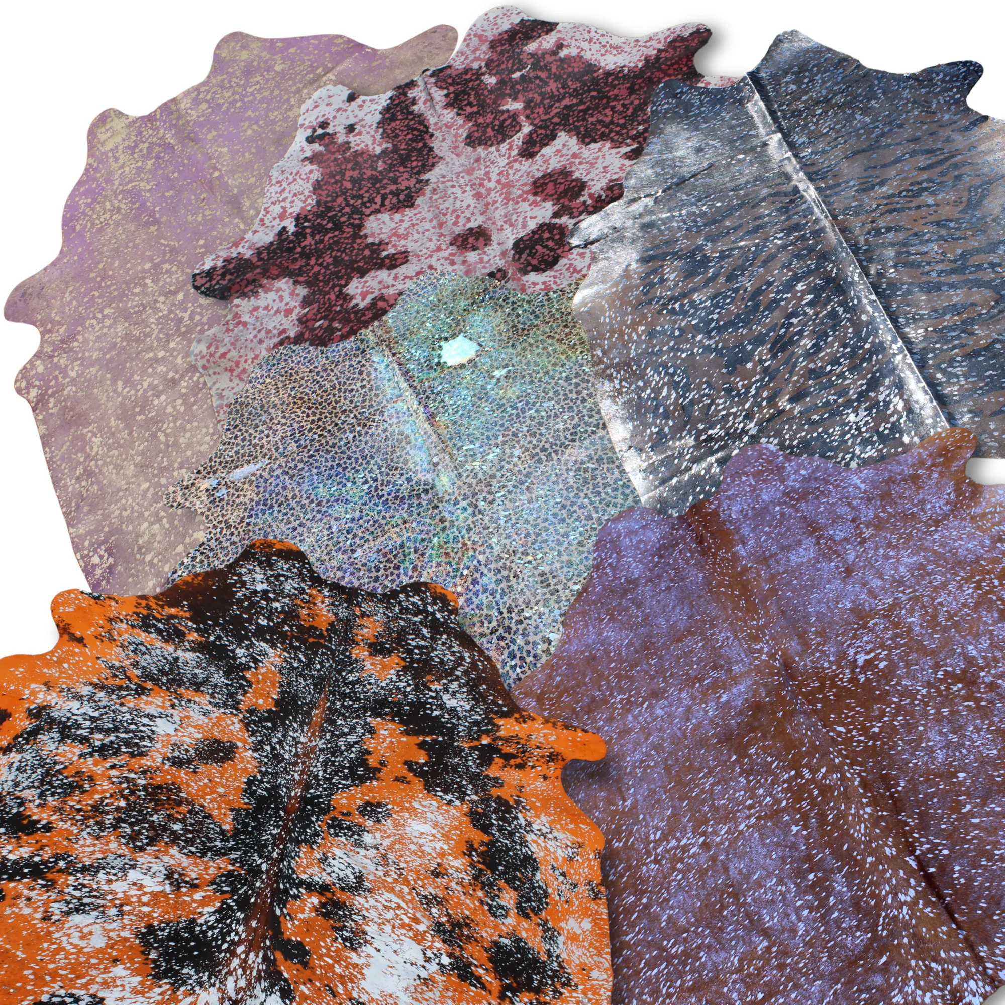 Gold Acid Washed On Black Dyed Cowhide - (XL7'5"x6'5" Ft) - Premium Cowhide Leather