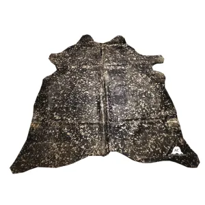 Gold Acid Washed On Black Dyed Cowhide - (XL7'5"x6'5" Ft) - Premium Cowhide Leather