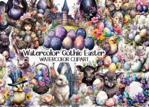 Gothic Easter Clipart PNG Digital Sublimation Clipart Use for Junk Journal Scrapbooks Wall decor etc
