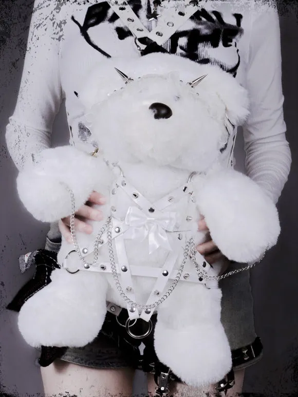Gothic Lolita Bag Black Bows Chains Rivets Backpack Polyester Fiber Lolita Accessories