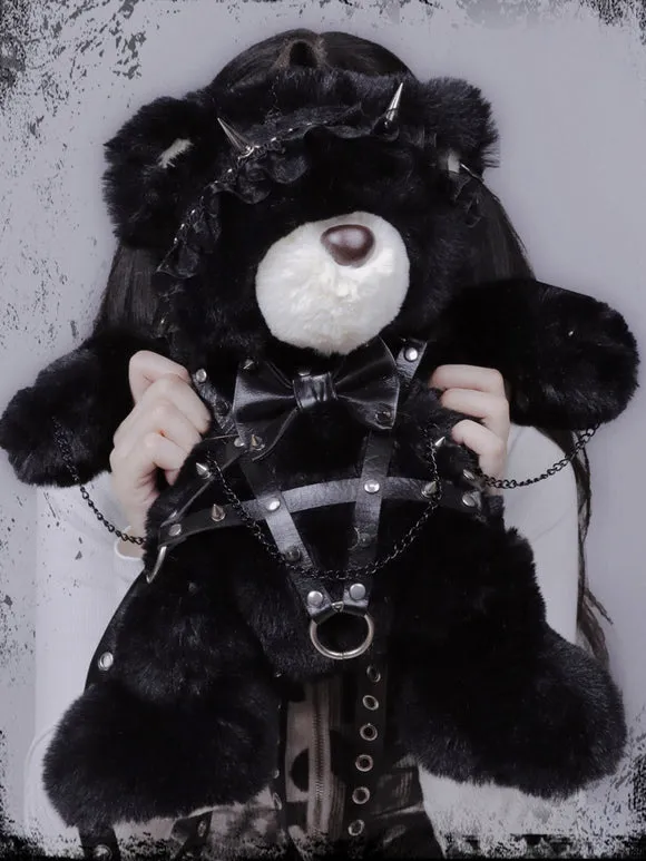 Gothic Lolita Bag Black Bows Chains Rivets Backpack Polyester Fiber Lolita Accessories