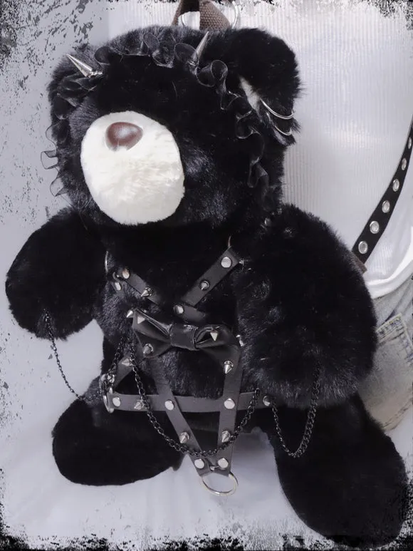 Gothic Lolita Bag Black Bows Chains Rivets Backpack Polyester Fiber Lolita Accessories