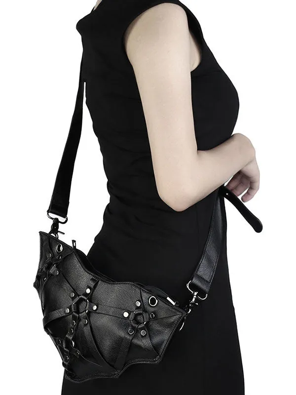 Gothic Lolita Bag Black PU Leather Zipper PU Leather Waist Pack Lolita Accessories