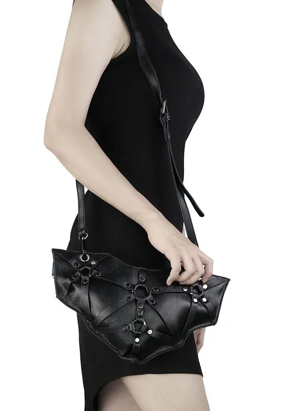 Gothic Lolita Bag Black PU Leather Zipper PU Leather Waist Pack Lolita Accessories