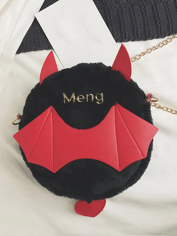 Gothic Lolita Bag Black Short Plush Shoulder Bag Lolita Accessories