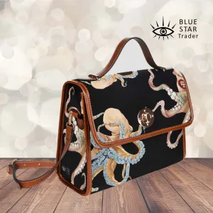 Gothic Octopus Purse, Cross Body Purse, Vegan, Canvas Satchel bag