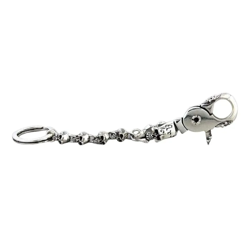 Gothic Skull 925 Sterling Silver Biker Key Chain