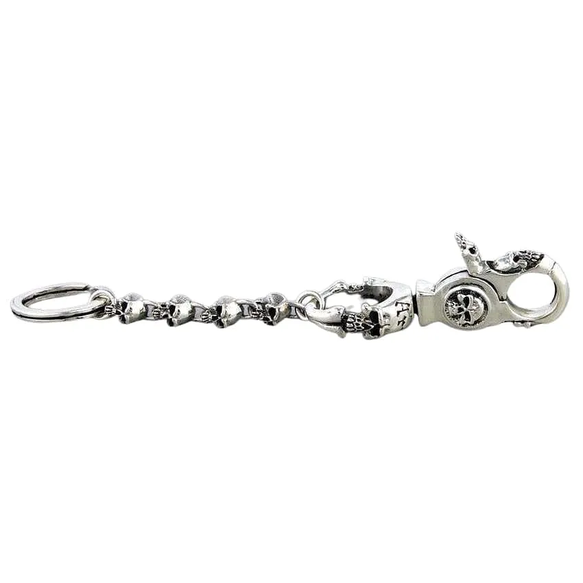 Gothic Skull 925 Sterling Silver Biker Key Chain