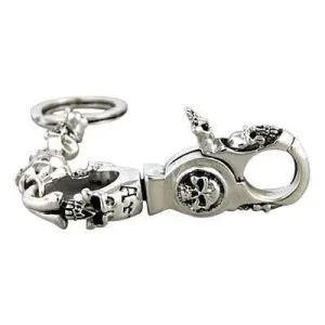 Gothic Skull 925 Sterling Silver Biker Key Chain