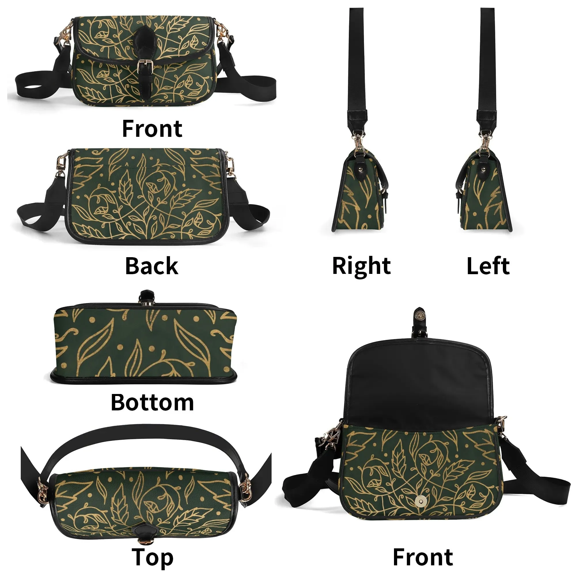 Green Leaf Mandala Womens Vegan Buckle Shoulder bag