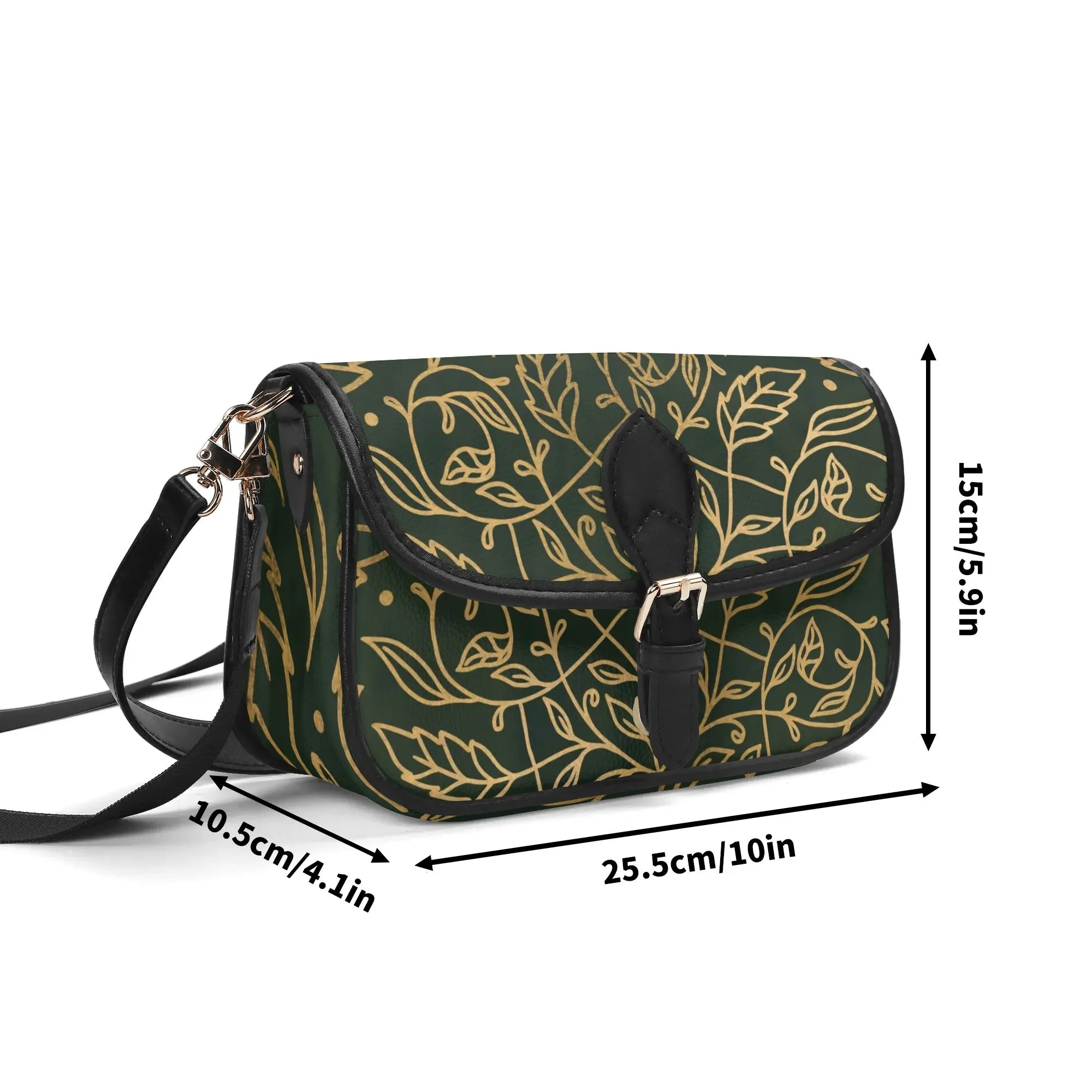 Green Leaf Mandala Womens Vegan Buckle Shoulder bag