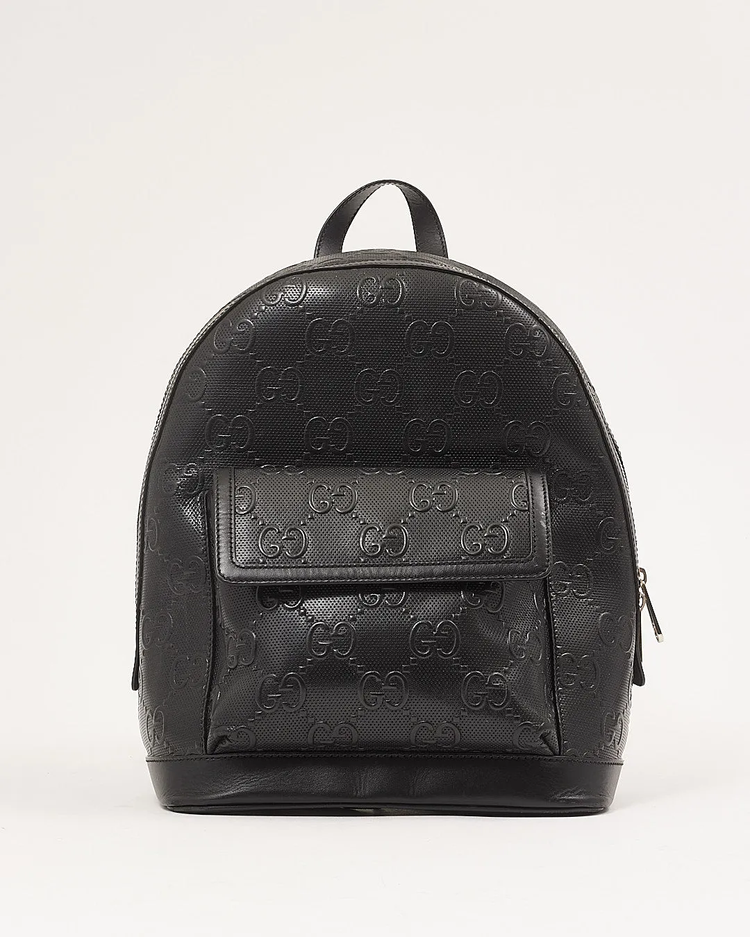 Gucci Black GG Perforated Leather Backpack