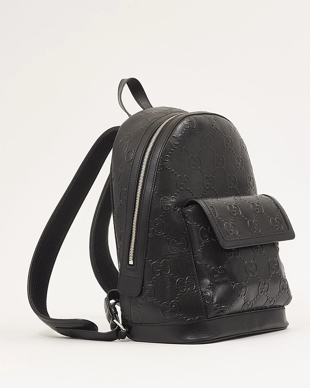 Gucci Black GG Perforated Leather Backpack