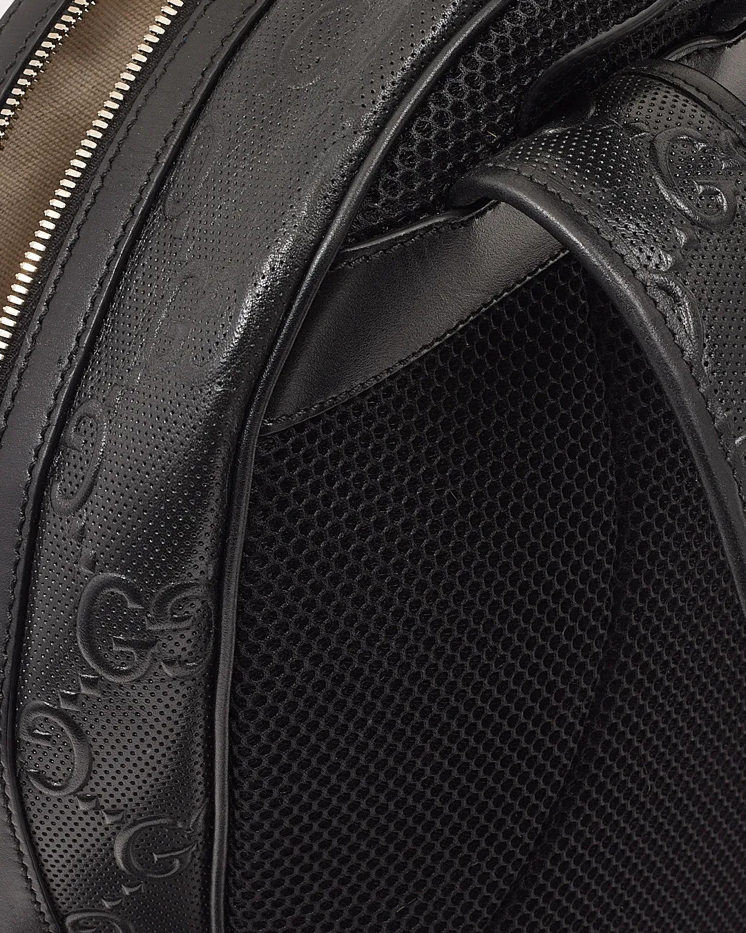 Gucci Black GG Perforated Leather Backpack