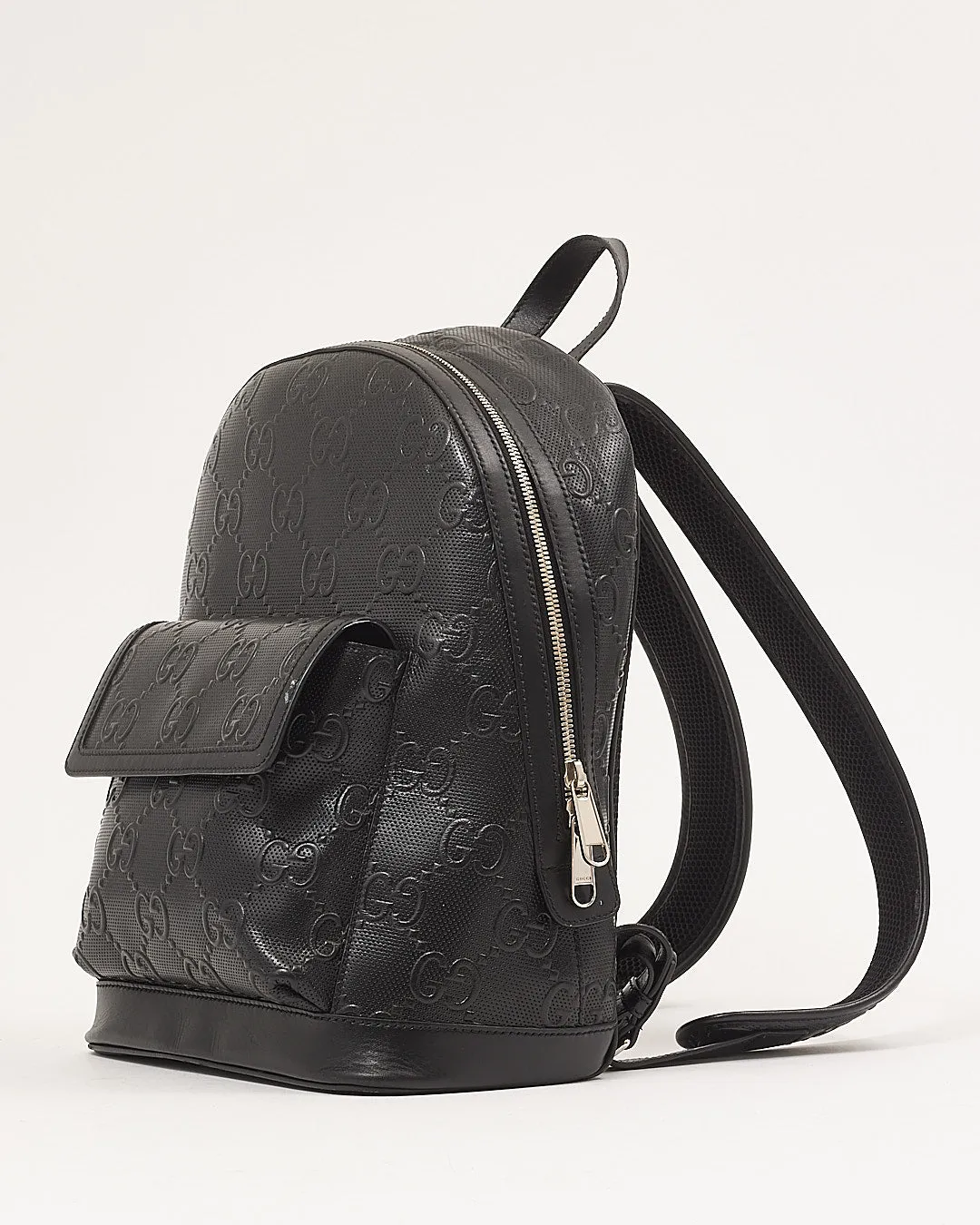 Gucci Black GG Perforated Leather Backpack
