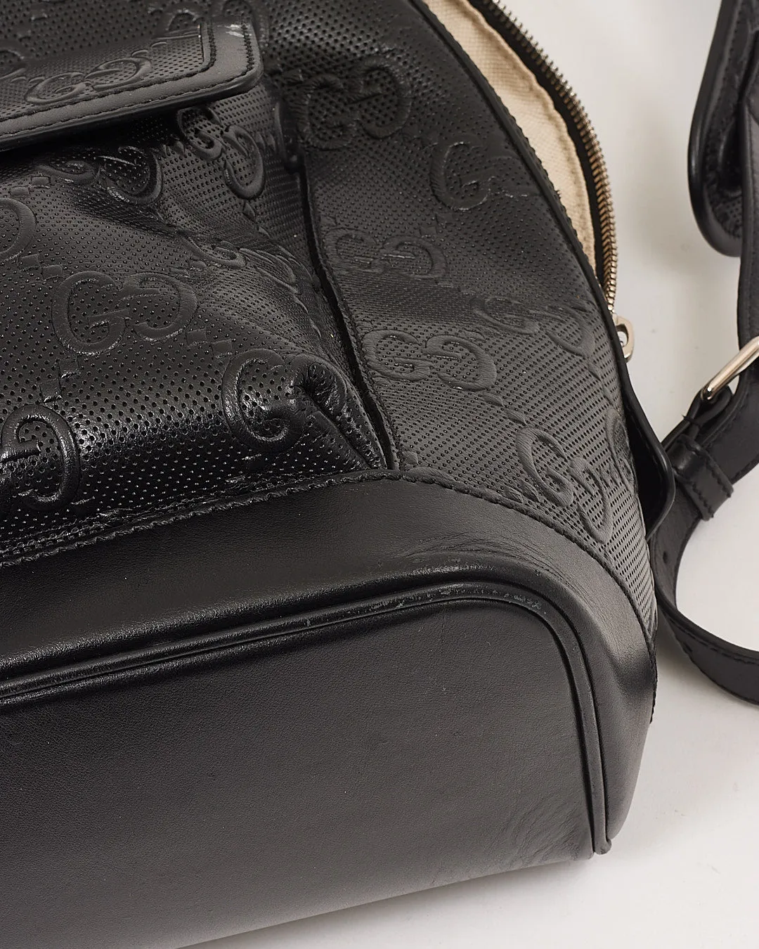 Gucci Black GG Perforated Leather Backpack