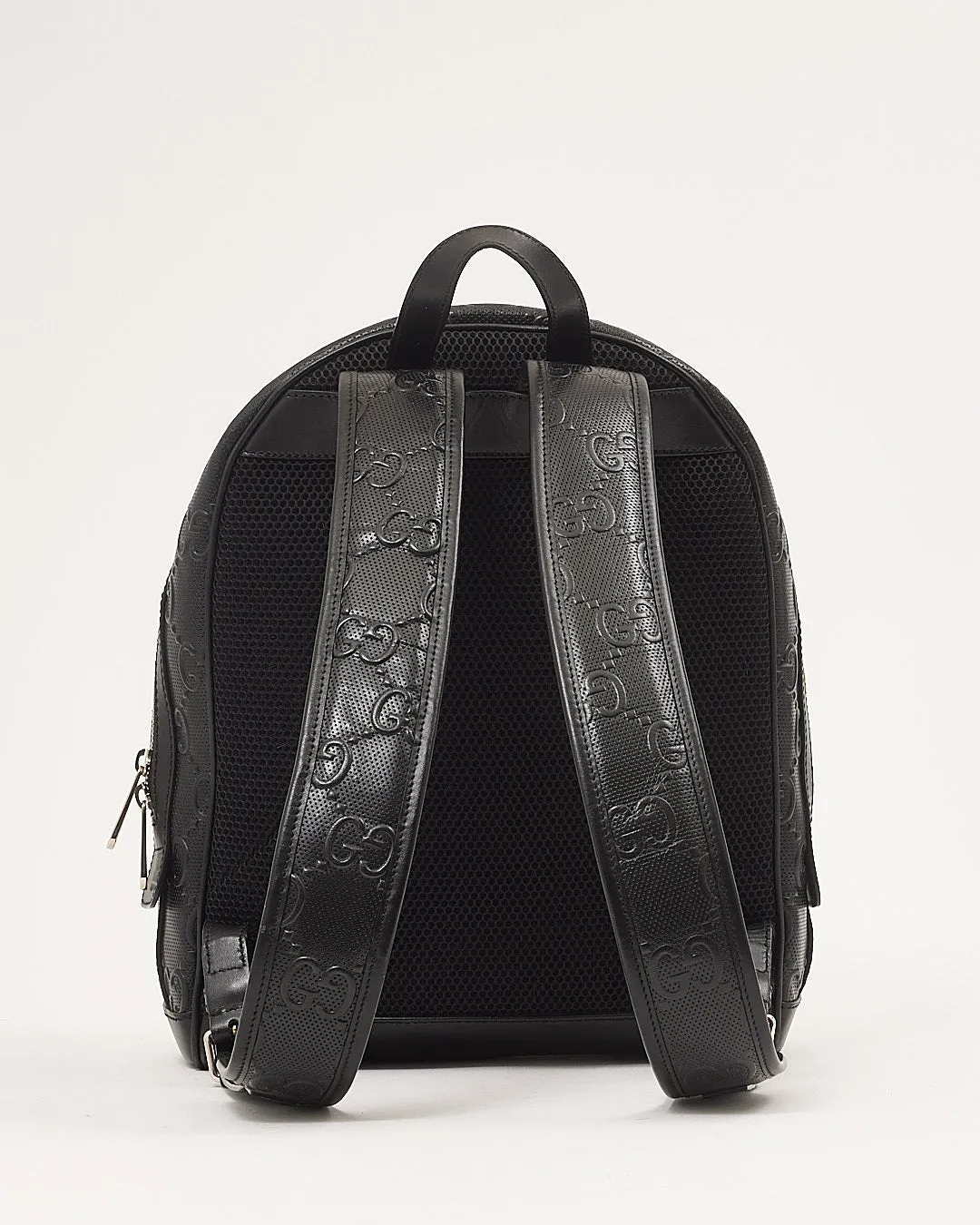 Gucci Black GG Perforated Leather Backpack