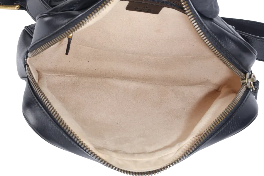 GUCCI GG MARMONT SQUARE BELT BAG BLACK LEATHER GOLD HARDWARE NO DUST COVER