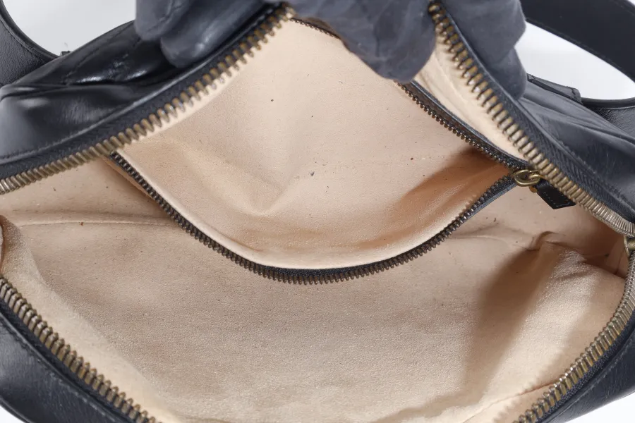 GUCCI GG MARMONT SQUARE BELT BAG BLACK LEATHER GOLD HARDWARE NO DUST COVER