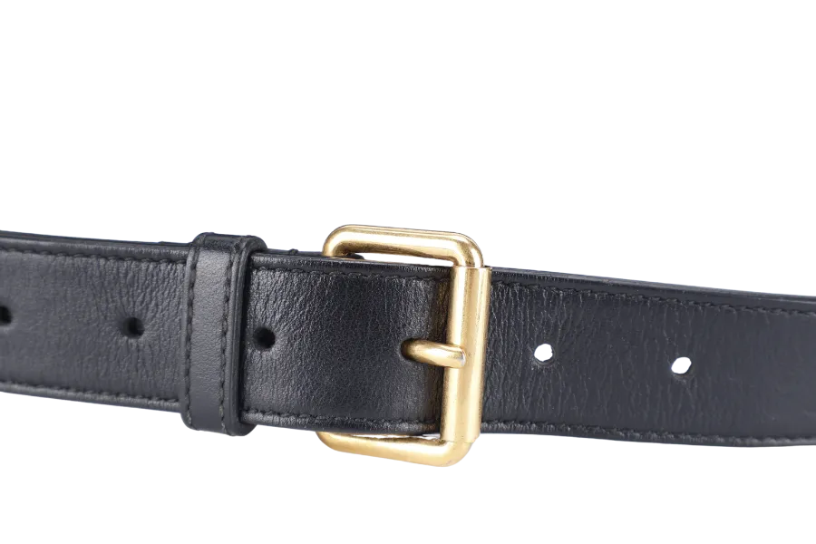 GUCCI GG MARMONT SQUARE BELT BAG BLACK LEATHER GOLD HARDWARE NO DUST COVER