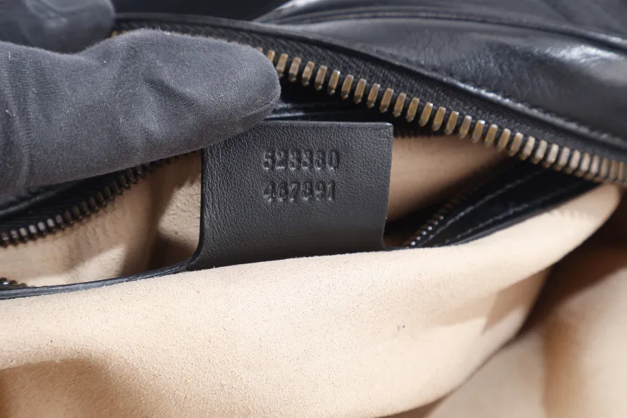 GUCCI GG MARMONT SQUARE BELT BAG BLACK LEATHER GOLD HARDWARE NO DUST COVER