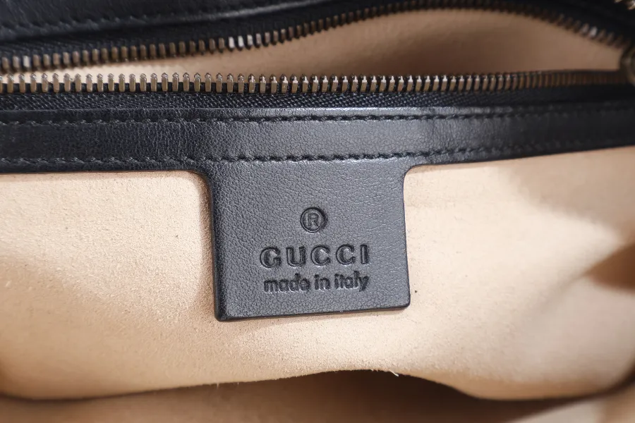 GUCCI GG MARMONT SQUARE BELT BAG BLACK LEATHER GOLD HARDWARE NO DUST COVER