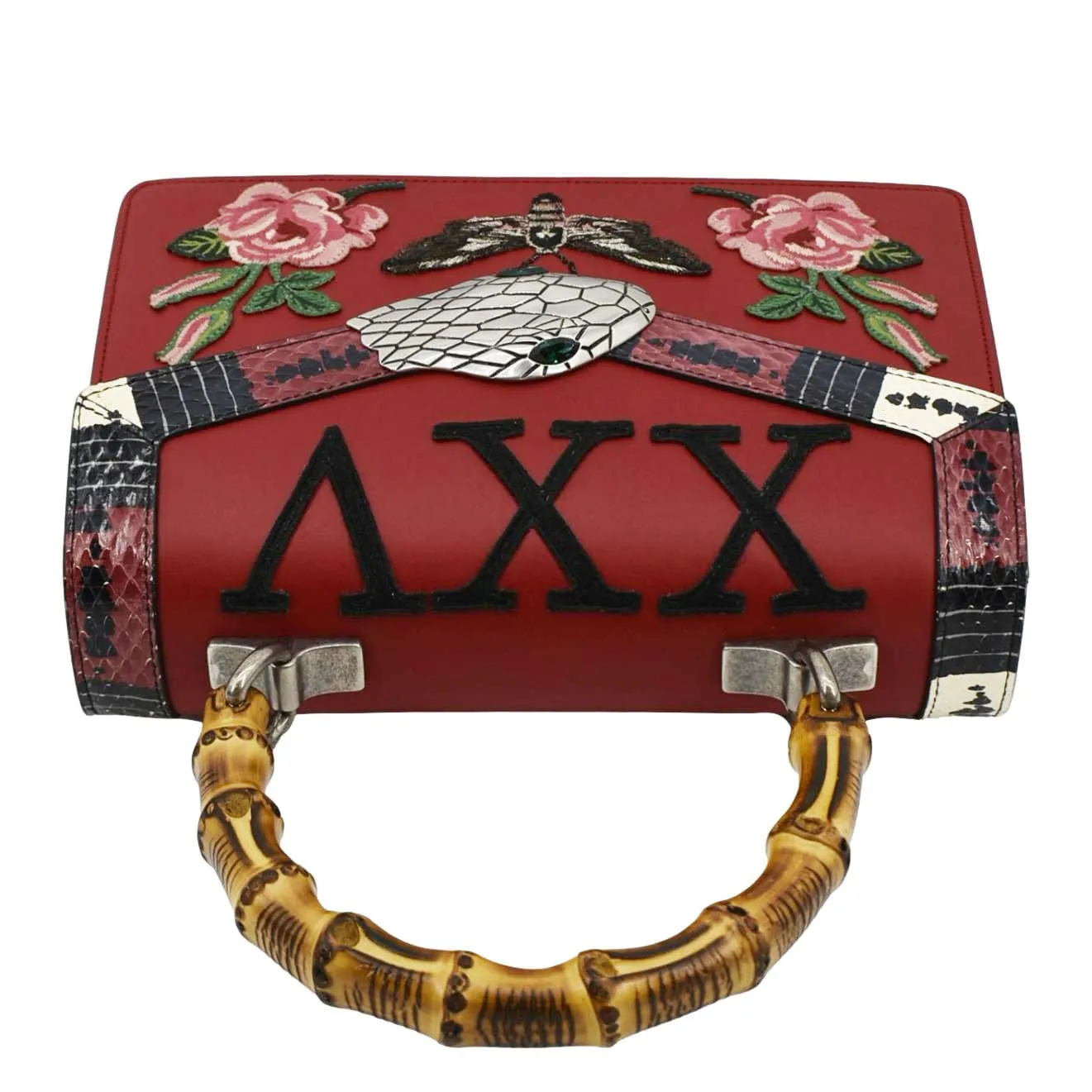 GUCCI Lilith Bamboo Leather Top Handle Shoulder Bag Red 453751