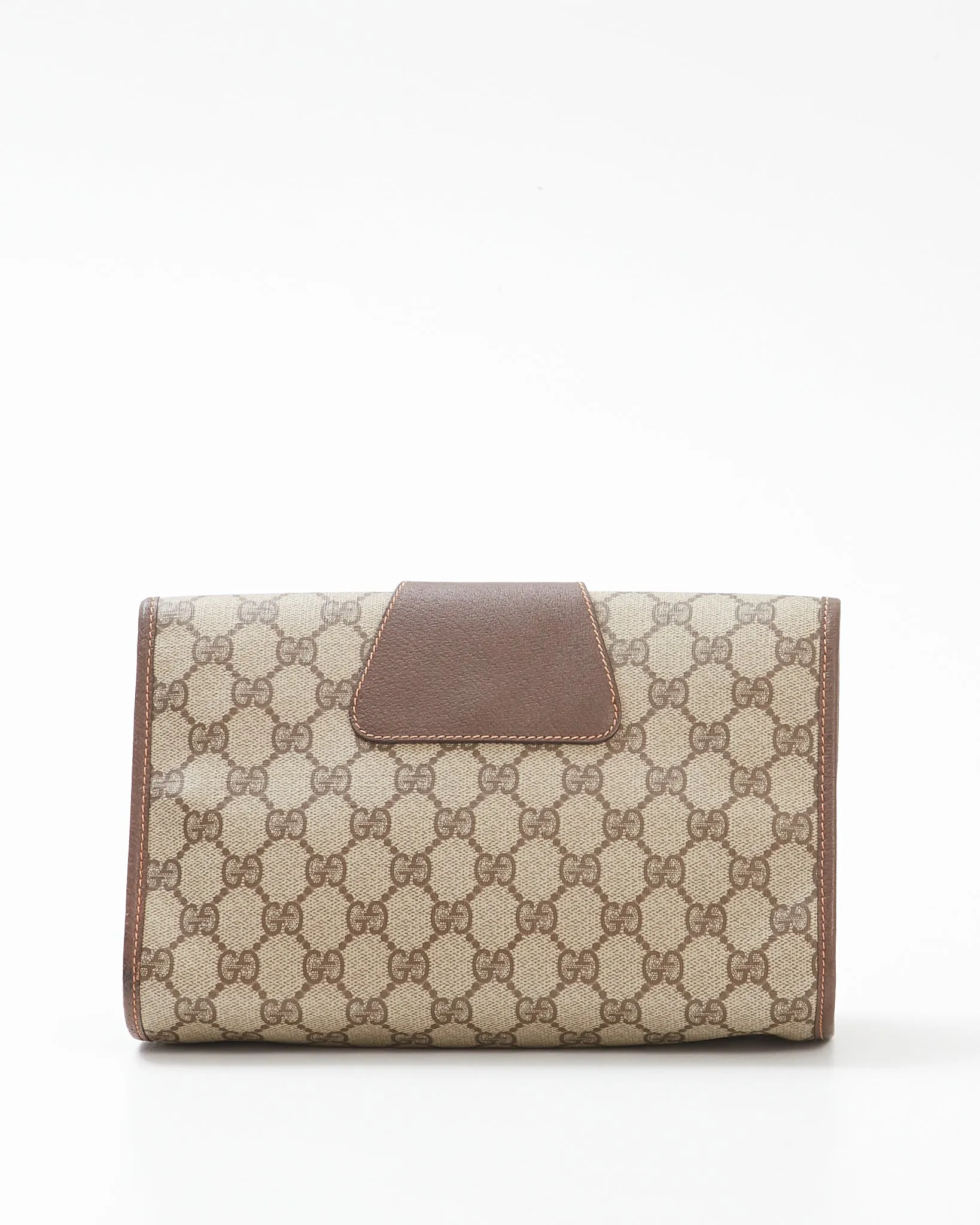Gucci Vintage Brown GG Supreme Coated Canvas Web Clutch