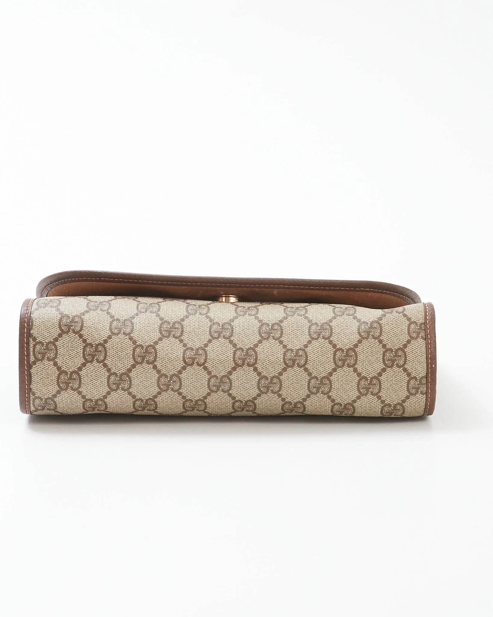 Gucci Vintage Brown GG Supreme Coated Canvas Web Clutch