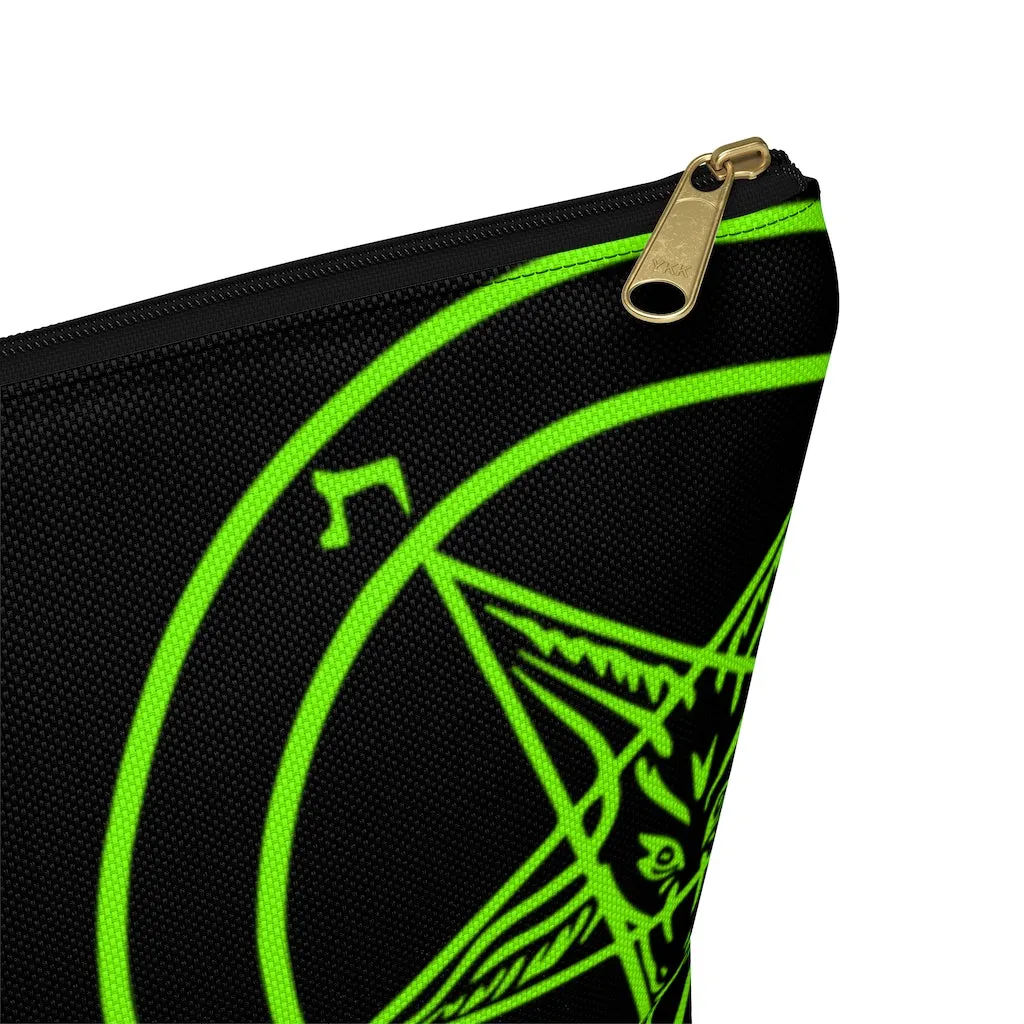 Hail Satan Baphomet - Neon Green -  Accessory Pouch w T-bottom