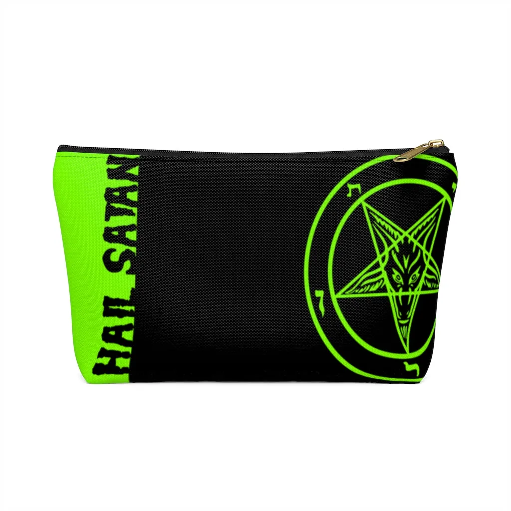 Hail Satan Baphomet - Neon Green -  Accessory Pouch w T-bottom
