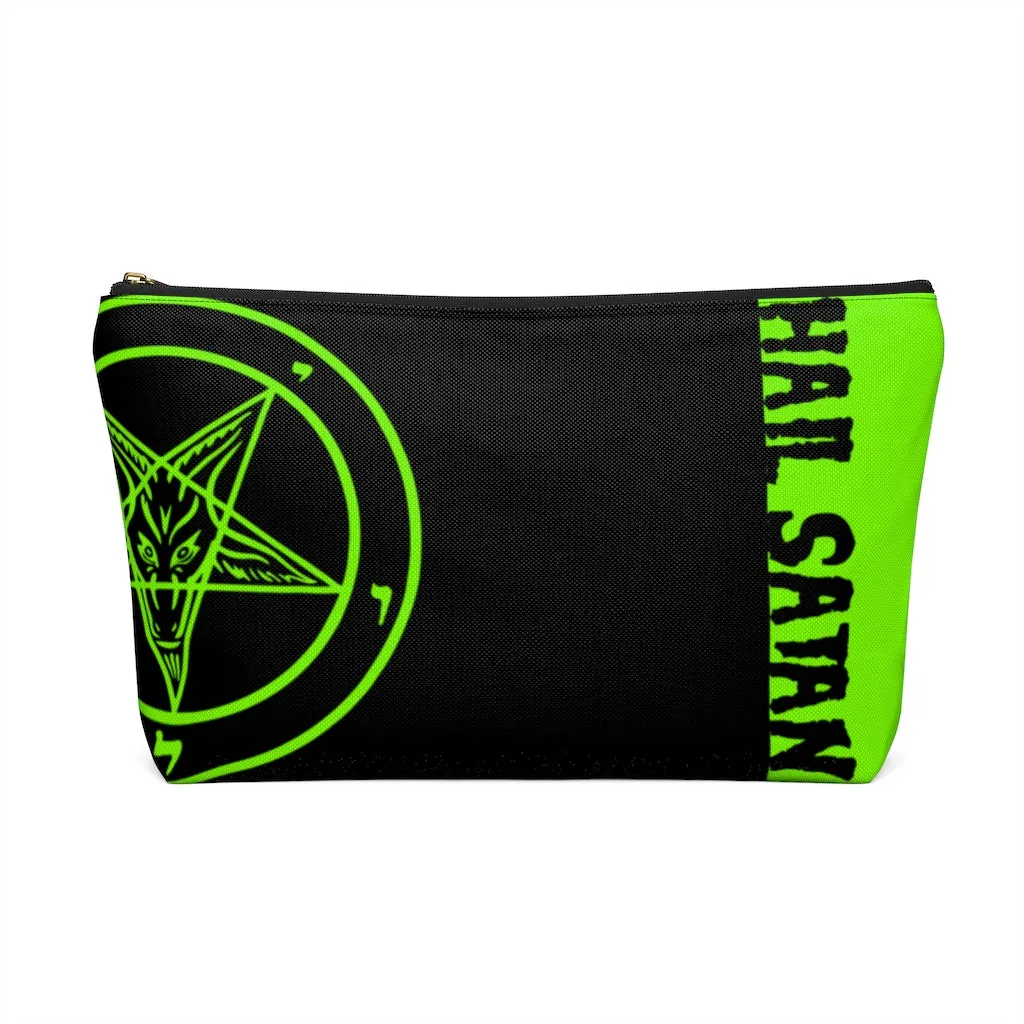 Hail Satan Baphomet - Neon Green -  Accessory Pouch w T-bottom