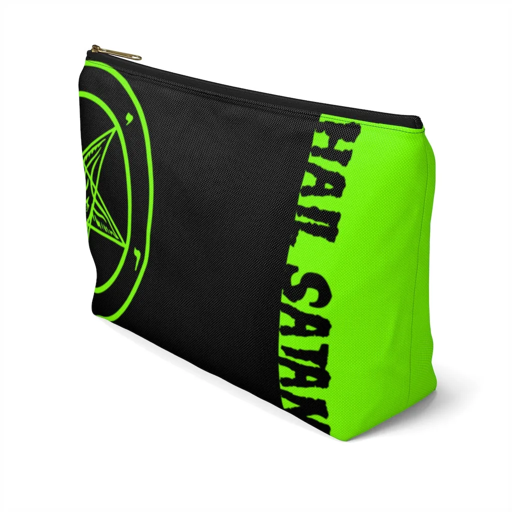 Hail Satan Baphomet - Neon Green -  Accessory Pouch w T-bottom