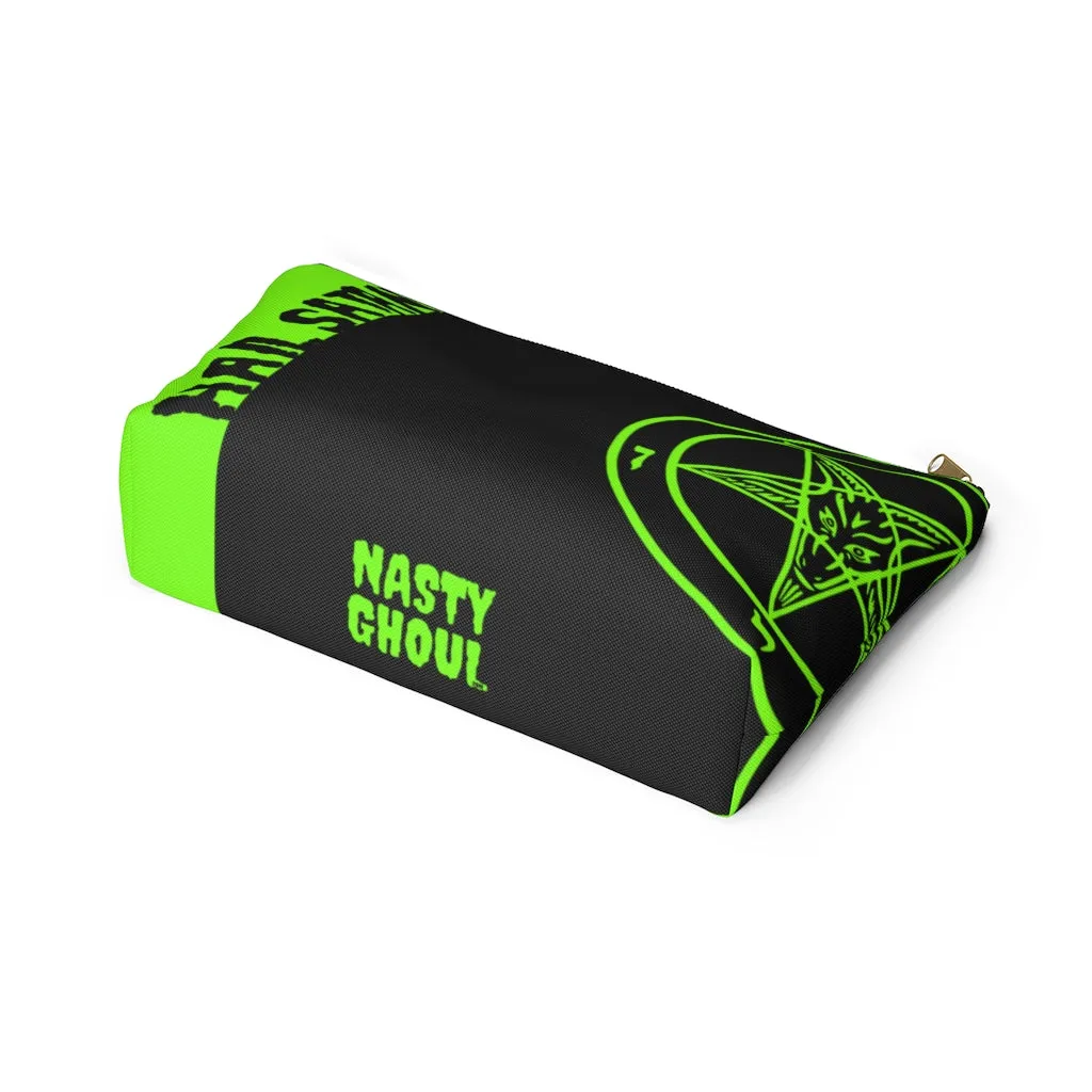Hail Satan Baphomet - Neon Green -  Accessory Pouch w T-bottom