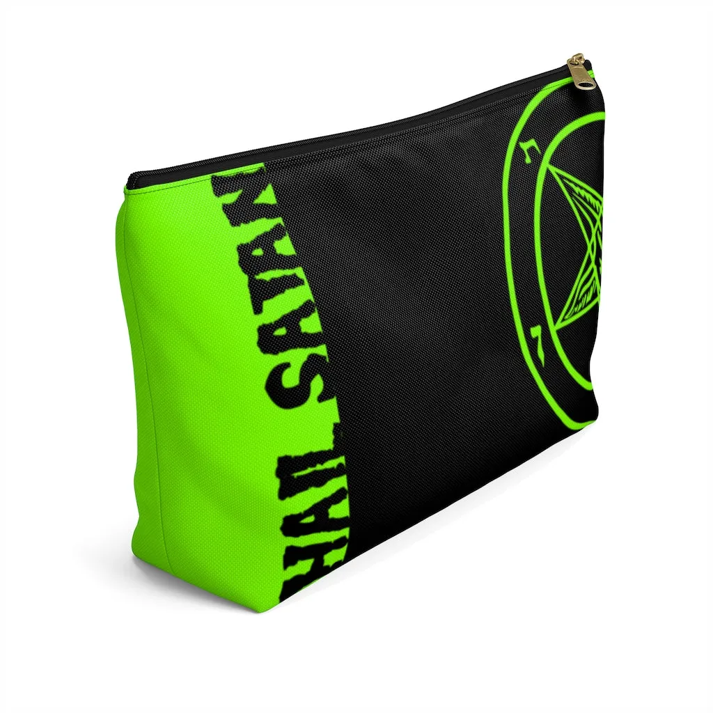 Hail Satan Baphomet - Neon Green -  Accessory Pouch w T-bottom